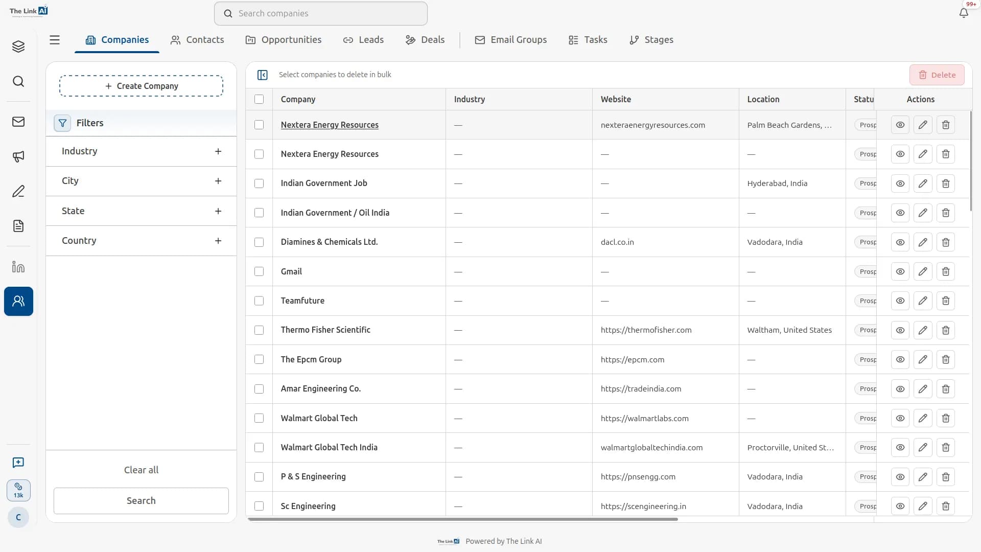VCMO Companies Module with centralized enterprise company management