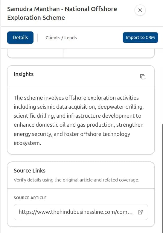 VCMO AI Insights summarising account intelligence before proposal work begins