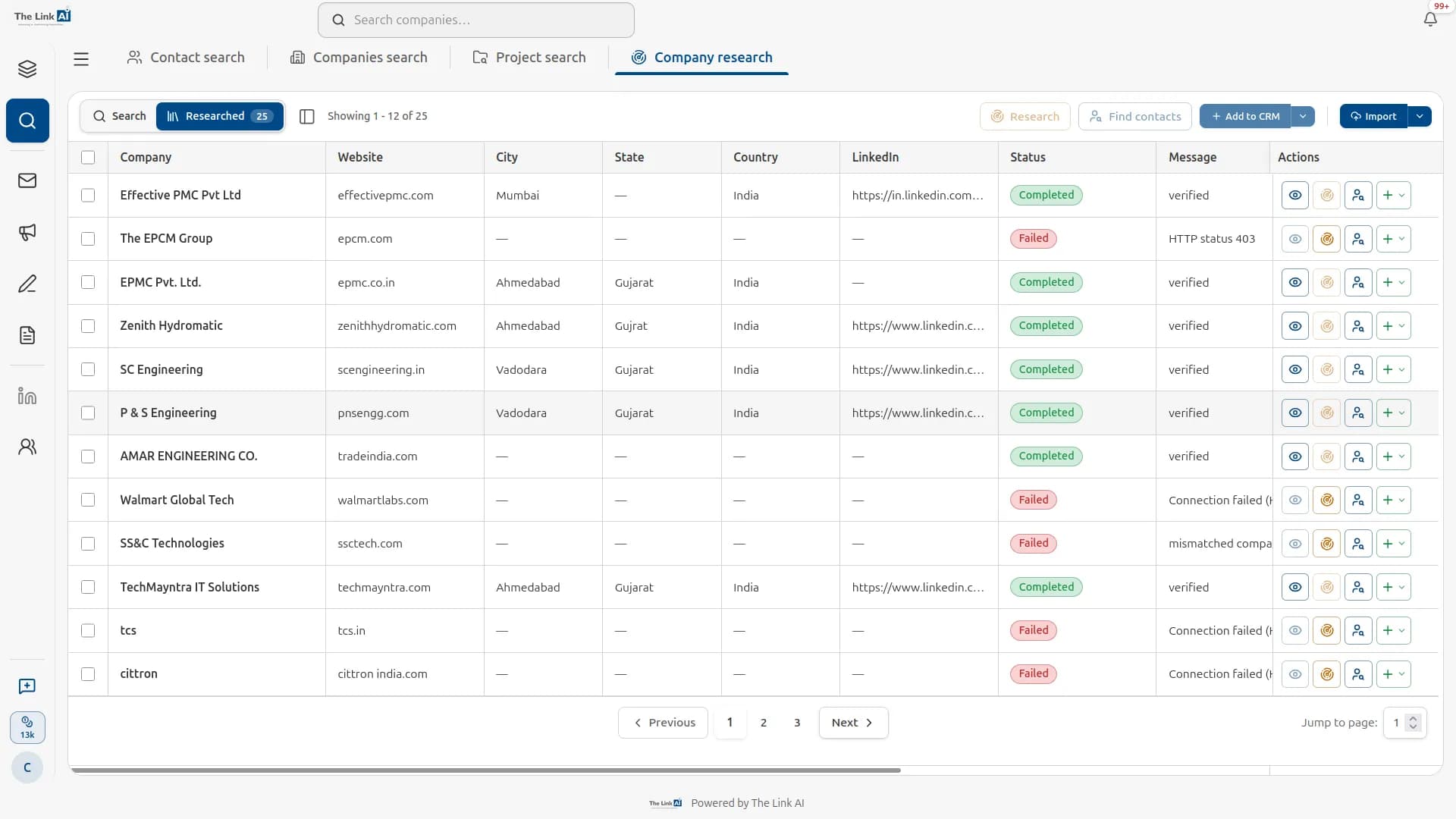 VCMO Industry Intelligence panel with sector context and project activity