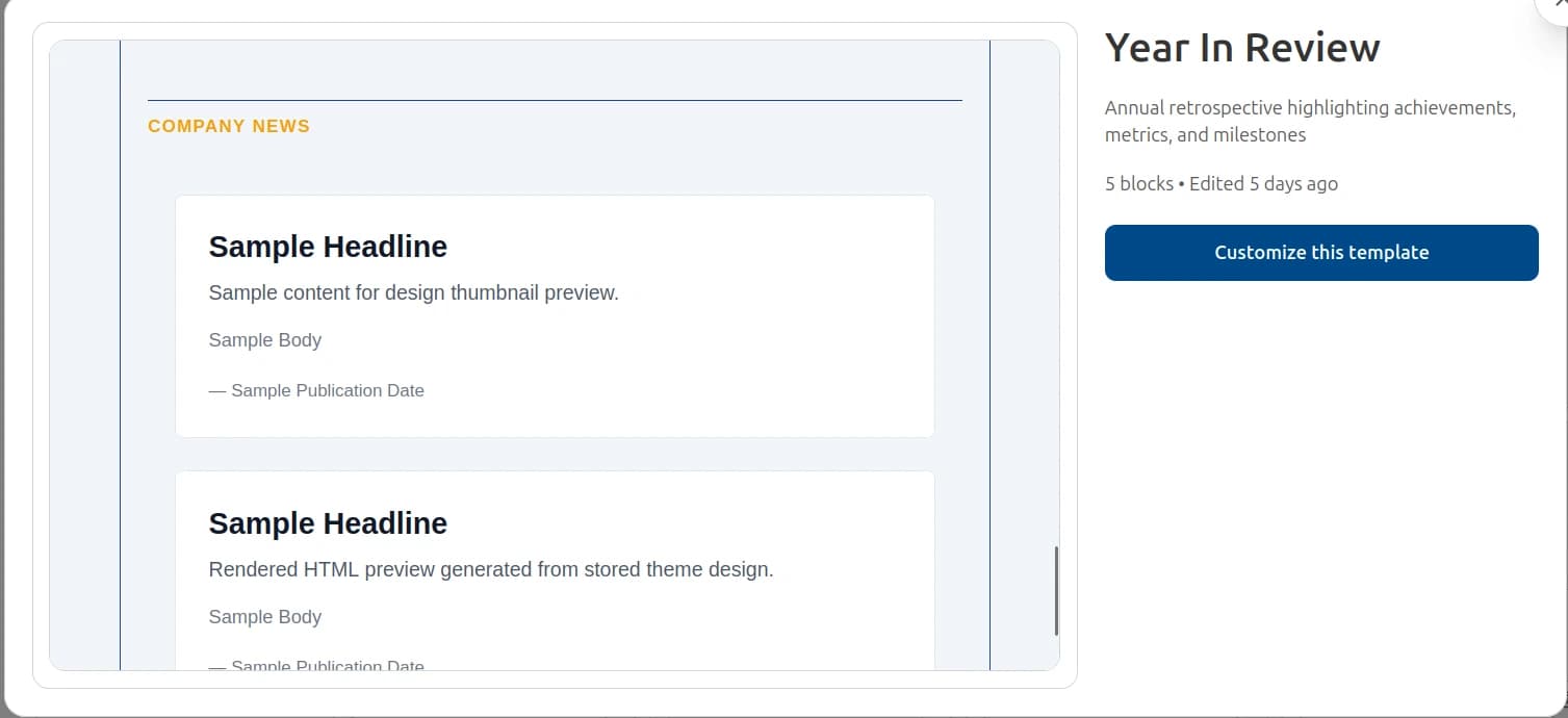 VCMO Newsletter Publishing screen with audience segmentation and collaborative approval